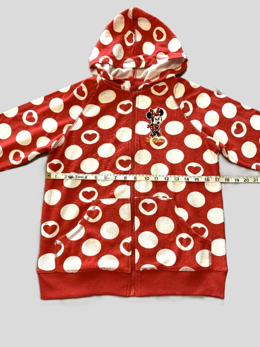 Minnie Mouse Girls Red Polka Dot Zip-up Jacket Hoodie Disney Parks Size 14